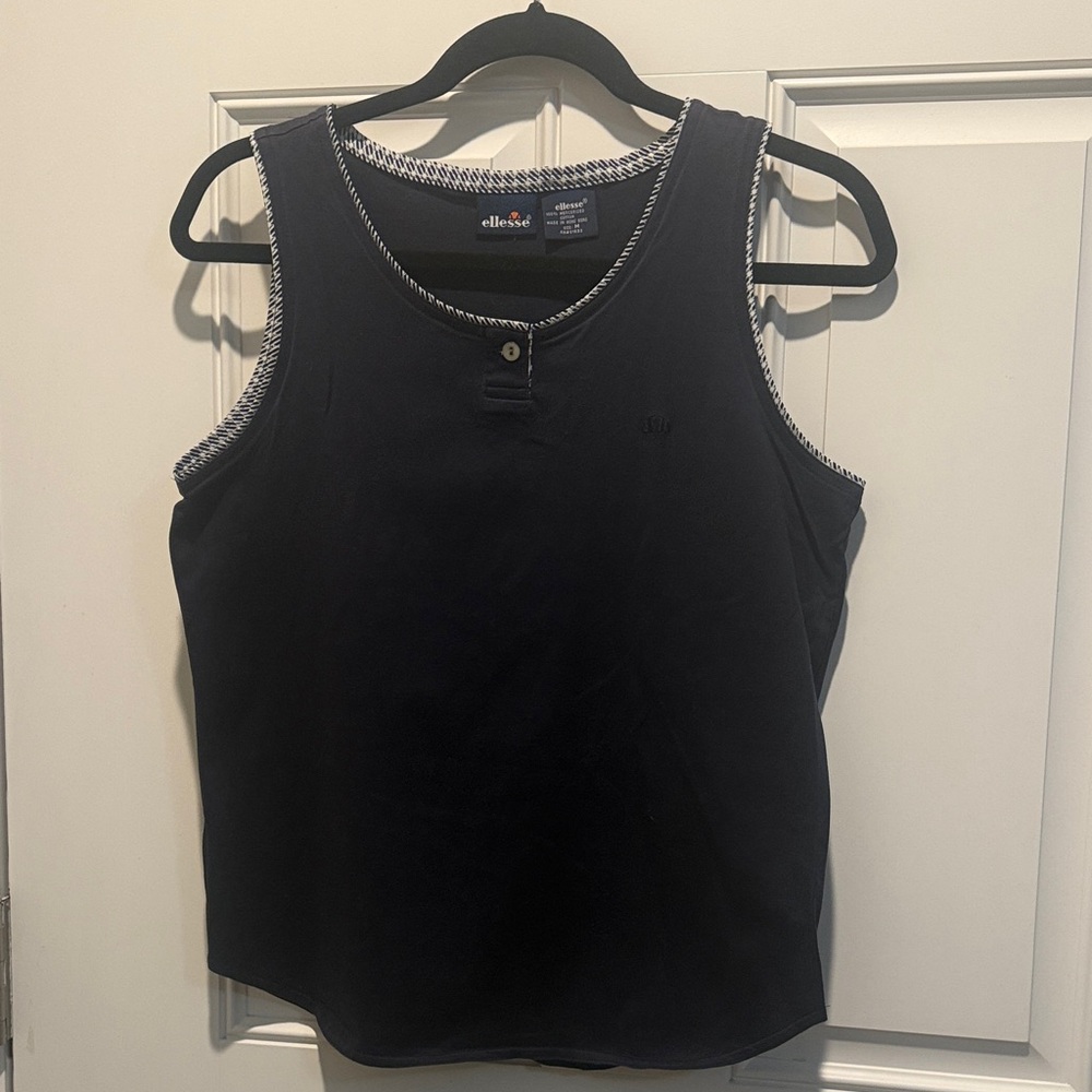 ELLESSE Navy Tank Top with Contrast Trim